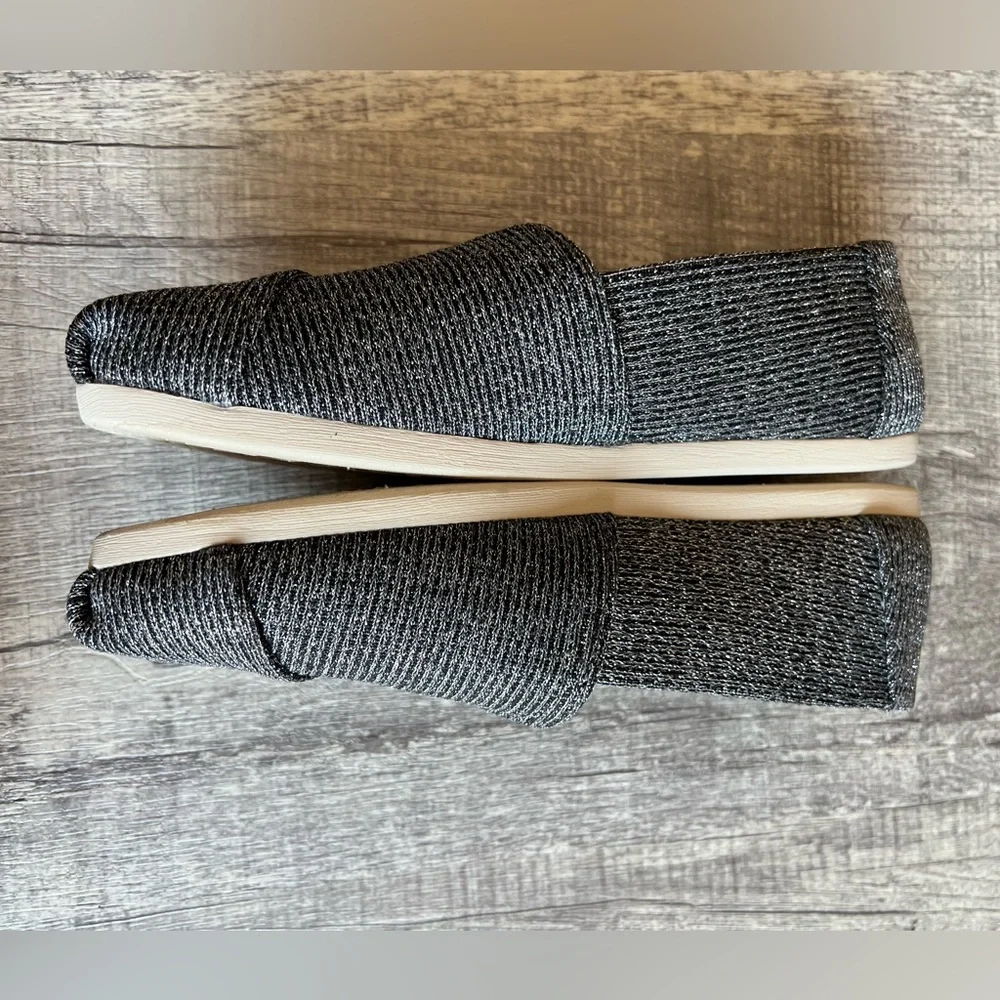 Women’s Toms Shoes Sz 7 Alpargata Forged Iron Sparkle Knit